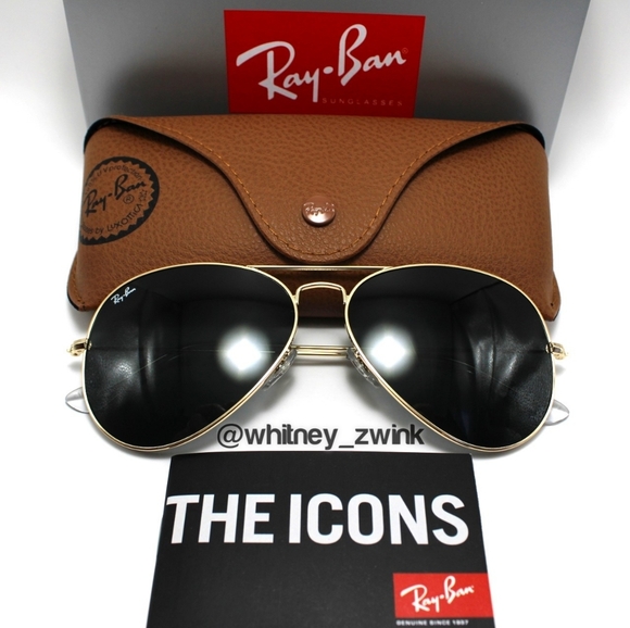 Model Display Ray-Ban Aviator Black Lens RB3025 58 / 62 Gold Frame - Picture 5 of 17